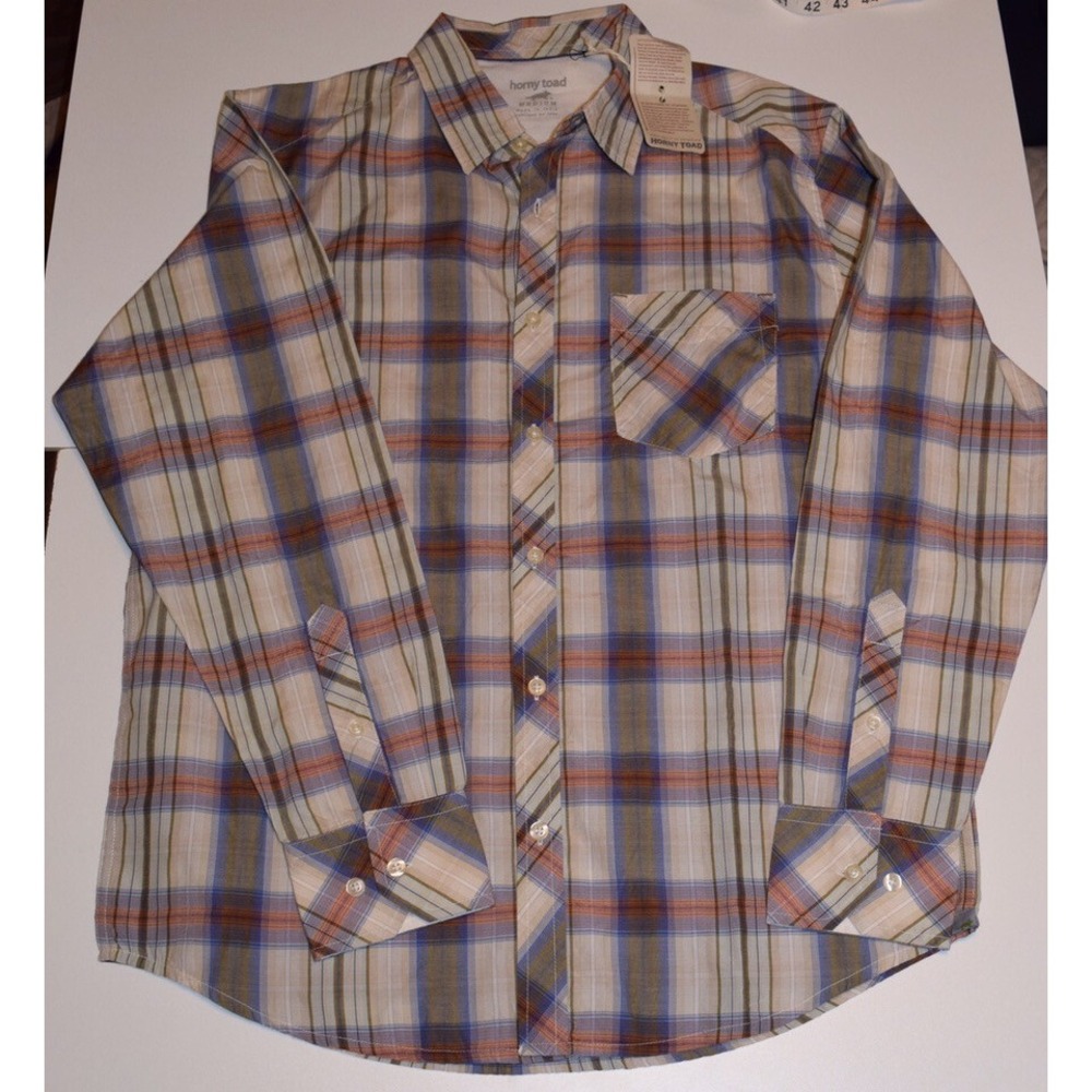 Horny Toad‎ Mens Shirt Button Down Long Sleeve Plaid Brown Size M